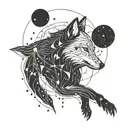 A stylized wolf silhouette with constellations inside, blending Kurt's favorite animal with his fascination for the cosmos tattoo design idea