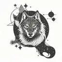 A stylized wolf silhouette with constellations inside, blending Kurt's favorite animal with his fascination for the cosmos tattoo design idea