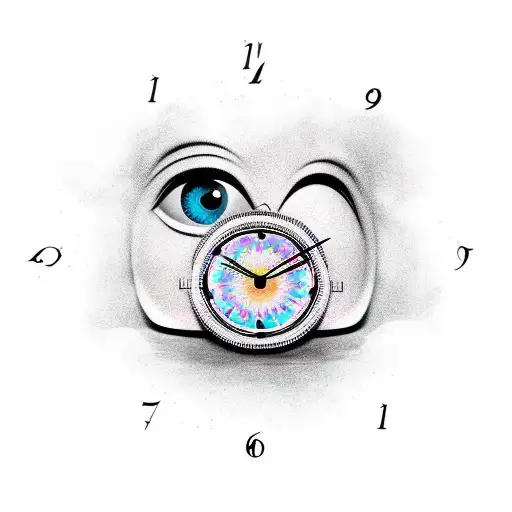 clock with eyes  tattoo design idea