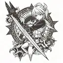 Saber with Anime Fate Stay Night tattoo design idea