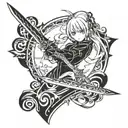 Saber with Anime Fate Stay Night tattoo design idea