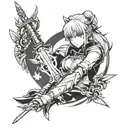 Saber with Anime Fate Stay Night tattoo design idea