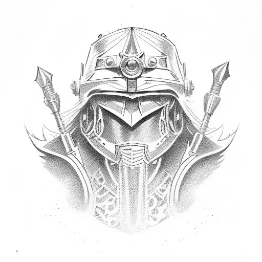  paladin 30s cartoon tattoo design idea