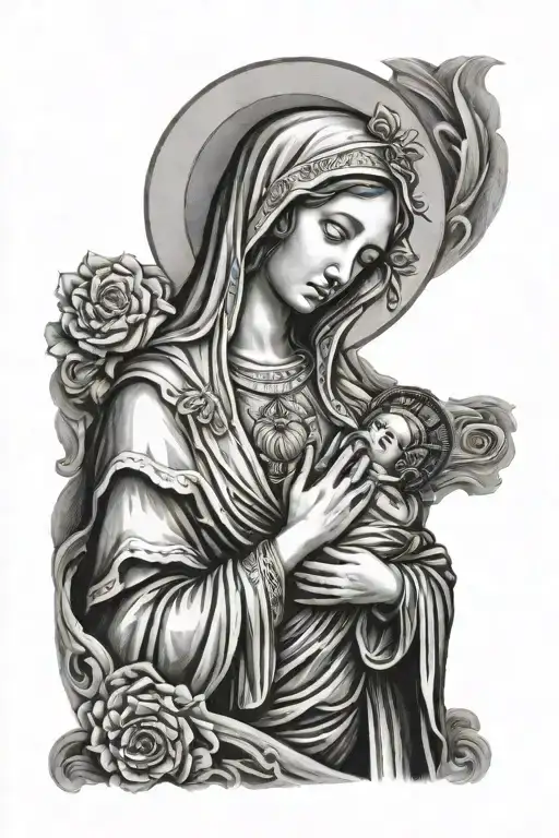 virgin mary, Maria, romeila tattoo design idea