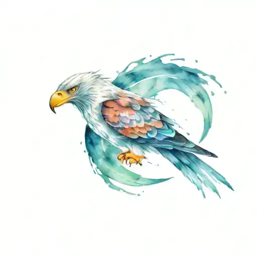 hawk surfing tattoo design idea
