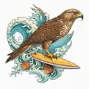 hawk surfing tattoo design idea