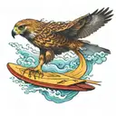 hawk surfing tattoo design idea