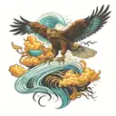 hawk surfing tattoo design idea