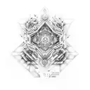 silueta de León simetrica tattoo design idea