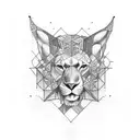 silueta de León simetrica tattoo design idea