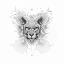 silueta de León simetrica tattoo design idea