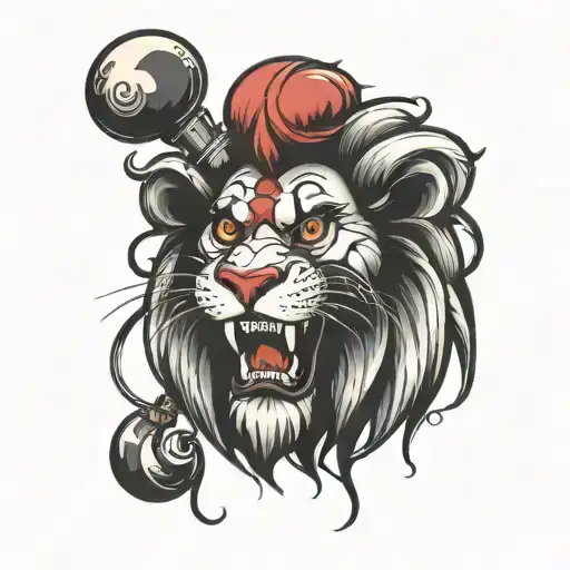 lion clown face tattoo design idea