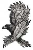 crow feathers falling tattoo design idea