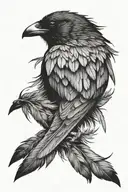 crow feathers falling tattoo design idea