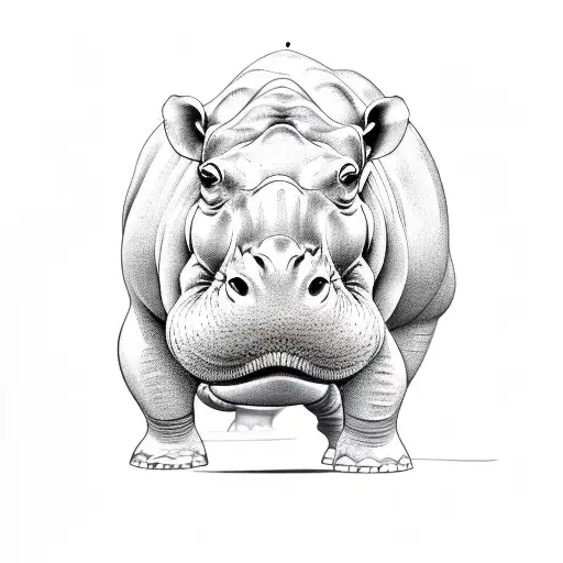 hippopotamus  tattoo design idea