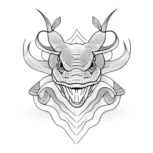 a snake and a raging bull  tattoo design idea