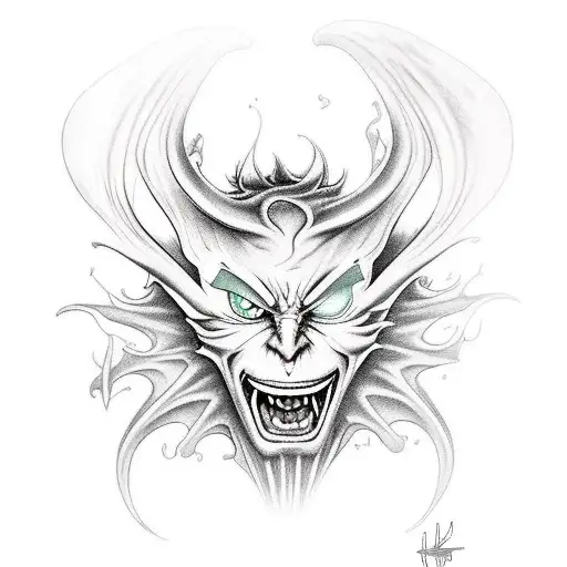 Realistic portrait of Devilman Crybaby character tattoo design idea