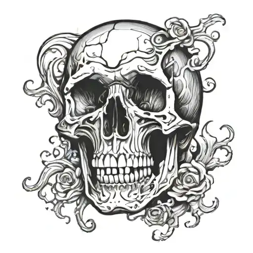 Skull melting scary death tattoo design idea