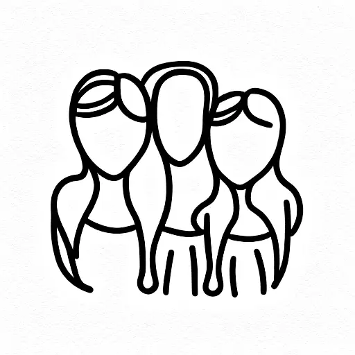 mom with two daughters tattoo design idea