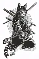 samurai cat tattoo design idea