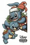 disney Stitch and pluto Christmas  tattoo design idea