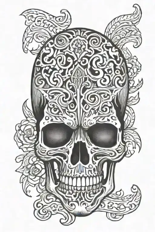 skull with the saying fear no evil tattoo design idea