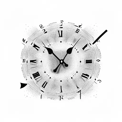 Clock tattoo with the time of 12:10 with the roman numerals of Oct. 14, 1987 and a libra sign tattoo design idea