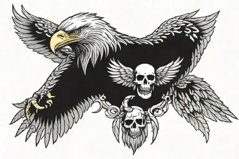 eagle and skull tattoo design idea