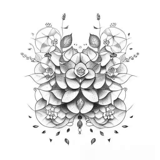 lavender, hydrangea tattoo design idea