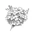lavender, hydrangea tattoo design idea