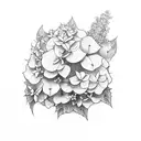 lavender, hydrangea tattoo design idea