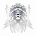 A game controller morphing into a majestic lion, with angel wings emerging from its back tattoo design idea
