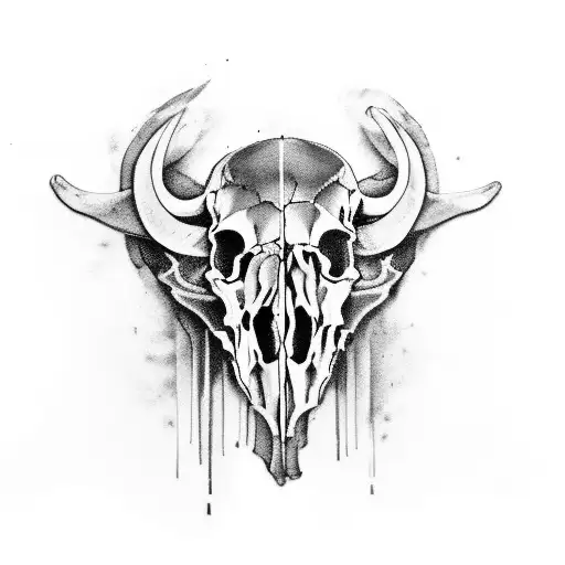 buffalo skull cassette tape tattoo design idea