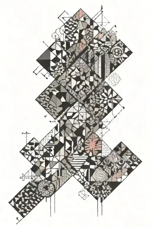 Patchwork arm sleeve tattoo design idea