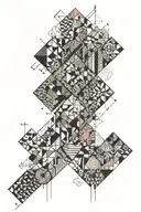 Patchwork arm sleeve tattoo design idea