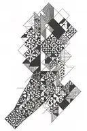 Patchwork arm sleeve tattoo design idea
