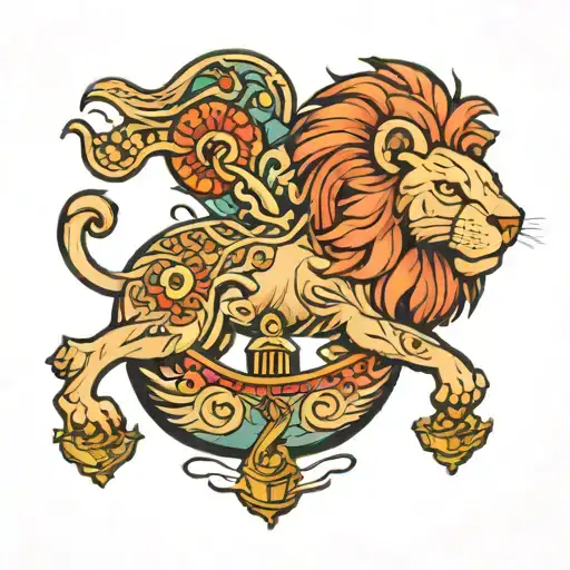 lion and and ark Noah  tattoo design idea