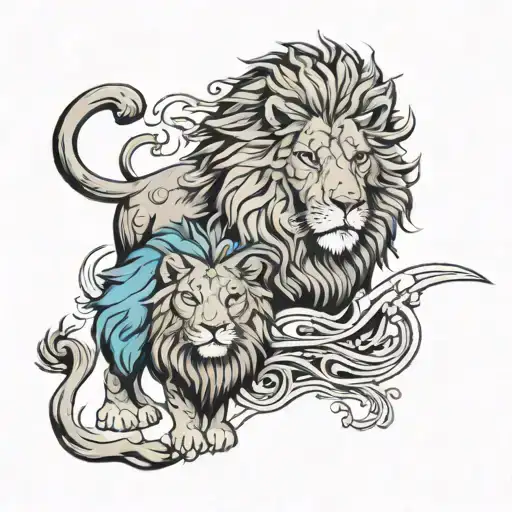 ark noah and a lion tattoo design idea