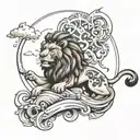 lion and ark noah tattoo design idea