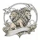 lion and ark noah tattoo design idea