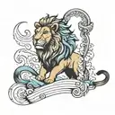 lion and ark noah tattoo design idea
