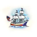 lighthouse and clipper ship tattoo design idea