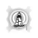 lighthouse and clipper ship tattoo design idea