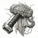 thor hammer and lightning tattoo design idea
