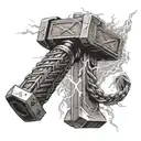 thor hammer and lightning tattoo design idea