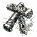 thor hammer and lightning tattoo design idea