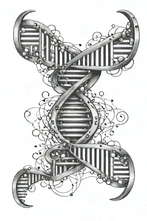 dna double helix connecting atoms linking a dark past and a bright future tattoo design idea