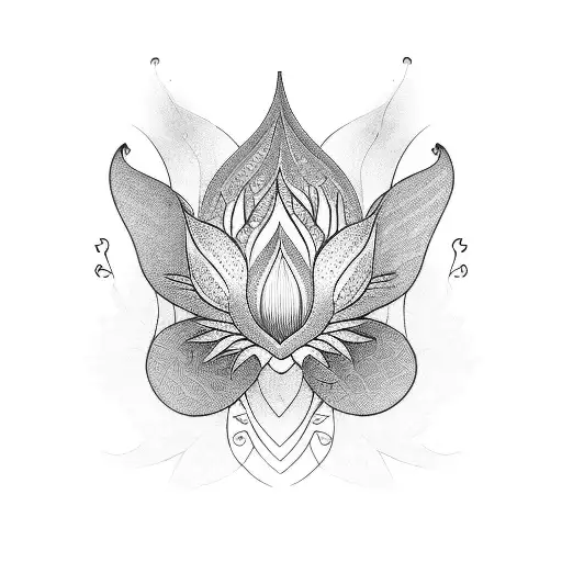 lotus with phoenix and butterfly tattoo design idea