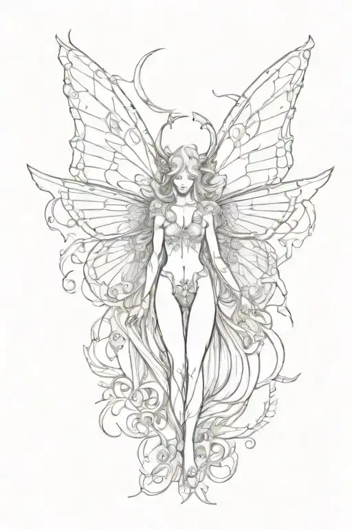 butterfly angel and demon tattoo design idea