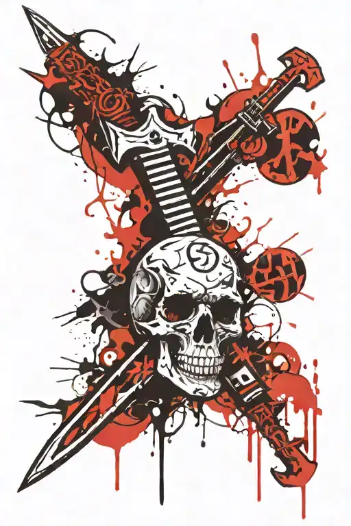 swastika with daggers tattoo design idea